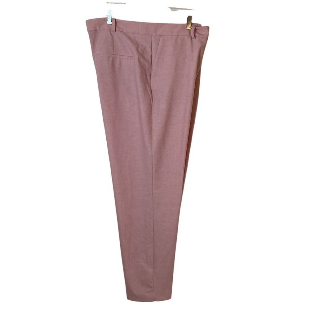 NWOT Mango Pink 100% Linen High Rise Straight Leg Trousers Pants Size 18